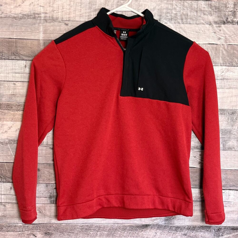 Under Armour Storm Sweater Fleece 1/4 Zip Mens Large Red Golf Performance